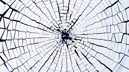 Image showing Bullet hole: broken glass pieces