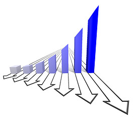 Image showing Arrowed business chart blue