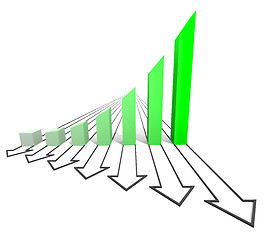 Image showing Arrowed business chart green