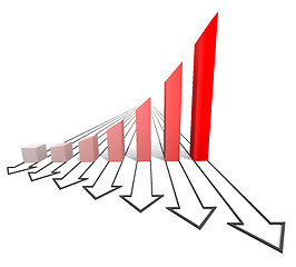 Image showing Arrowed business chart red