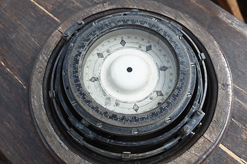 Image showing The old ship's compass, close-up 