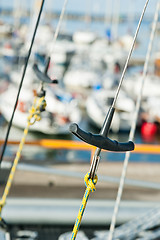 Image showing Close-up shot of rope. Taken at a shipyard. 