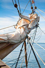 Image showing Close-up shot of rope. Taken at a shipyard. 