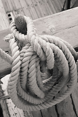 Image showing Rigging of an ancient sailing vessel