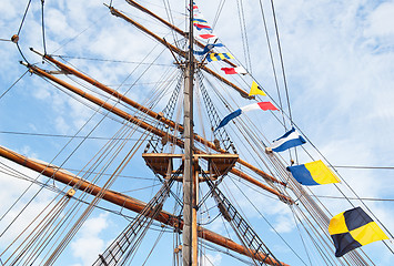 Image showing Mast of an ancient sailing vessel