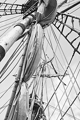 Image showing Rigging of an ancient sailing vessel