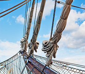 Image showing Mast of an ancient sailing vessel