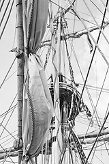 Image showing Rigging of an ancient sailing vessel