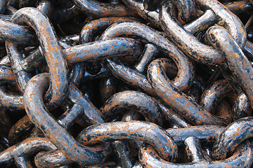 Image showing Old rusty anchor chain, close up