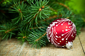 Image showing christmas decoration and fir tree 