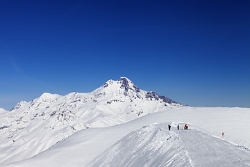 Image showing Views of Mount Kazbek. Caucasus Mountains, Georgia, ski resort G