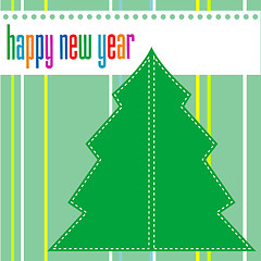 Image showing Merry christmas and happy new year tree on green background