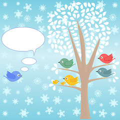 Image showing template of christmas card for xmas design with birds