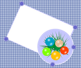 Image showing Blue christmas ball card and free white copy space