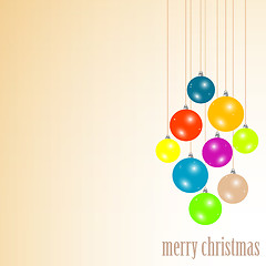 Image showing Merry christmas colorful balls hanging