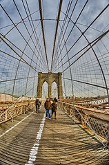 Image showing Magnificient structure of Brooklyn Bridge - New York City