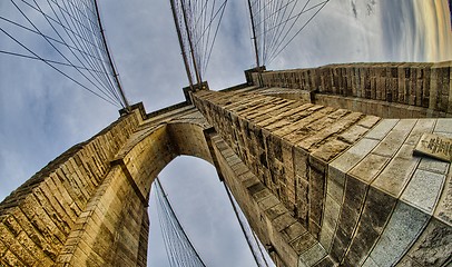 Image showing Magnificient structure of Brooklyn Bridge - New York City