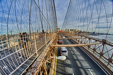 Image showing Magnificient structure of Brooklyn Bridge - New York City