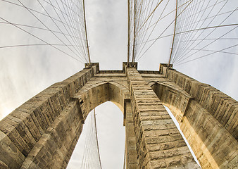 Image showing Magnificient structure of Brooklyn Bridge - New York City