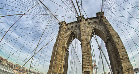 Image showing Magnificient structure of Brooklyn Bridge - New York City