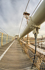 Image showing Magnificient structure of Brooklyn Bridge - New York City