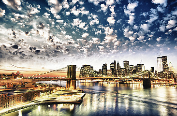 Image showing New York City - Manhattan skyline at winter sunset