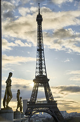 Image showing La Tour Eiffel - Winter sunrise in Paris at Eiffel Tower, view f