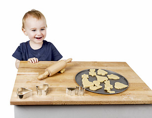 Image showing child making cookies