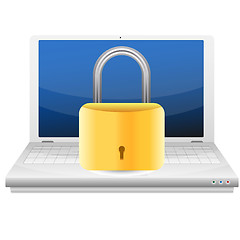 Image showing Security concept with padlock and laptop