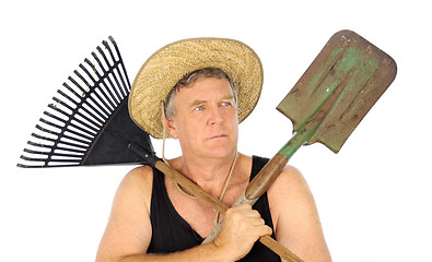 Image showing Gardener With Tools