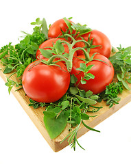 Image showing Tomatoes And Herbs