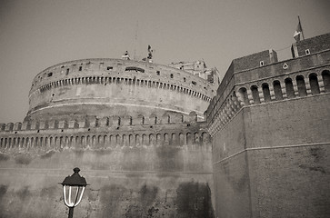 Image showing Magnificient colors of Castel Santangelo at Sunset - Rome