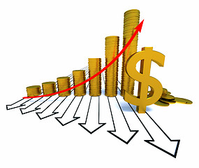 Image showing Arrowed chart and dollar