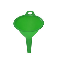 Image showing Green plastic funnel