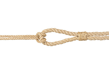 Image showing rope with knot, isolated on white