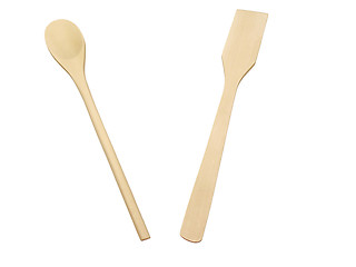 Image showing Set from wooden kitchen devices isolated on the white