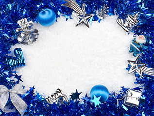 Image showing Christmas blue and silver frame