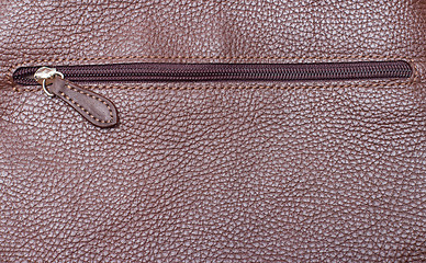 Image showing zipper on brown leather