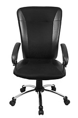 Image showing The office chair from black leather. Isolated