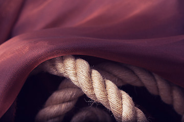 Image showing violet silk drape, background