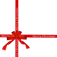 Image showing red ribbon bow isolated on white. holiday background.
