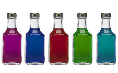 Image showing Bright colorful bottles