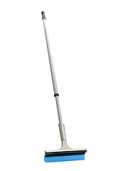 Image showing Blue plastic broom isolated on white