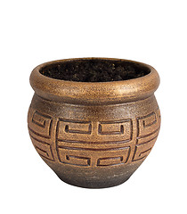 Image showing clay flower pot over white background