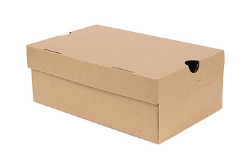 Image showing Closed shipping cardboard box isolated on white + Clipping Path