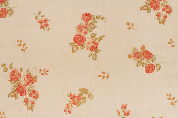 Image showing Seamless Floral Pattern With Red Flowers On wall