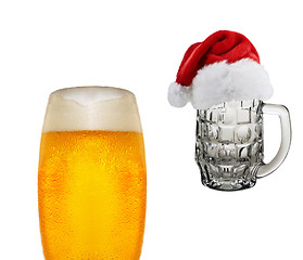 Image showing beer in glass and Christmas beer