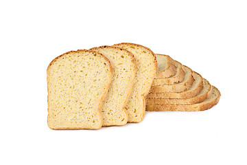 Image showing wheaten bread sliced, on white