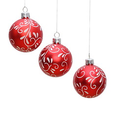 Image showing three isolated christmas balls