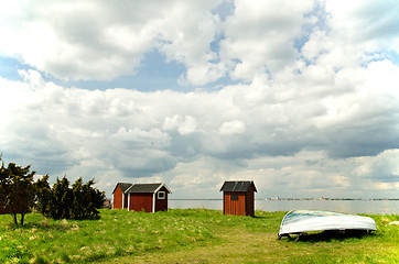 Image showing Red cabins